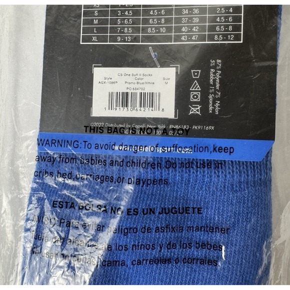 Capelli Sport Blue Soccer Socks Medium One Soft II Youth/mens 5-6.5 Womens 6.5-8 - Picture 4 of 6